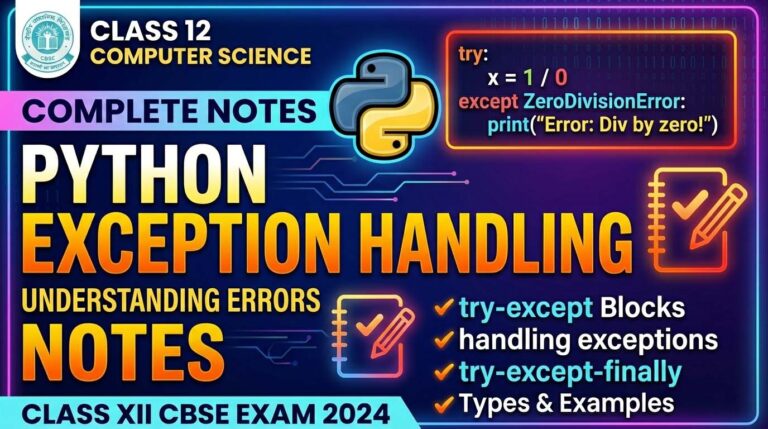 CBSE Class XII – Python Exception Handling Notes